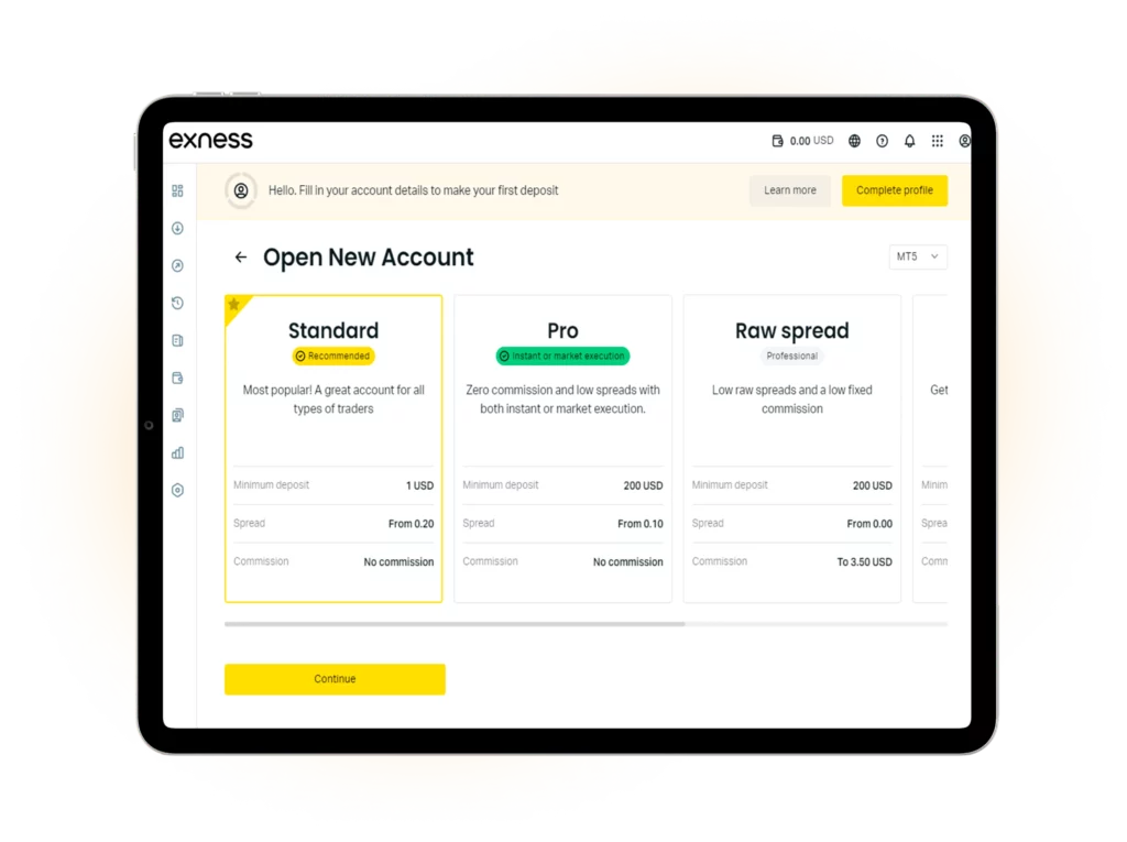 Exness Account Type